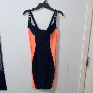 Elegant Black and Orange Mini Dress